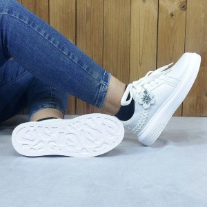 آفر ویژه کفش اسپرت ونس گندمی دخترانه شیک و خاص سفید تمام   با ارسال رایگان