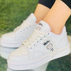 حراج ویژه کفش ونس دخترانه مدل Hello زیبا و دلبر سفید   با ارسال رایگان