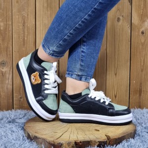 فروش ویژه کفش  اسپرت دخترانه مدل ونس خرسی زیبا و دلبر  مشکی سبز   با ارسال رایگان