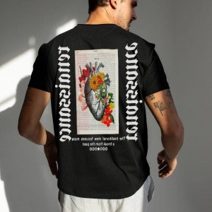 خرید تیشرت لانگ مردانه طرح قلب نخ پنبه درجه یک در رنگبندی با ارسال رایگان