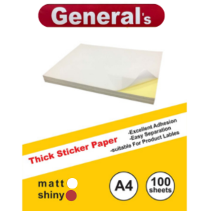 کاغذ (لیبل)پشت چسبدار براق 100 برگی A4 برند جنرال