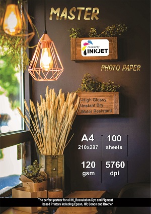 کاغذ فتوگلاسه 120 گرم 100برگی A4 برند photo master