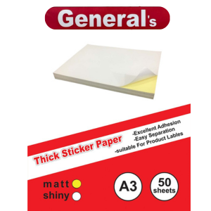 کاغذ(لیبل) چسبدار مات 50 برگی سایز A3 برند جنرال