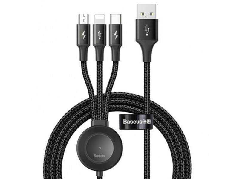 کابل سه سر و شارژر اپل واچ وایرلس بیسوس Baseus Star Ring 4in1 Wireless Charger Cable 1.2m