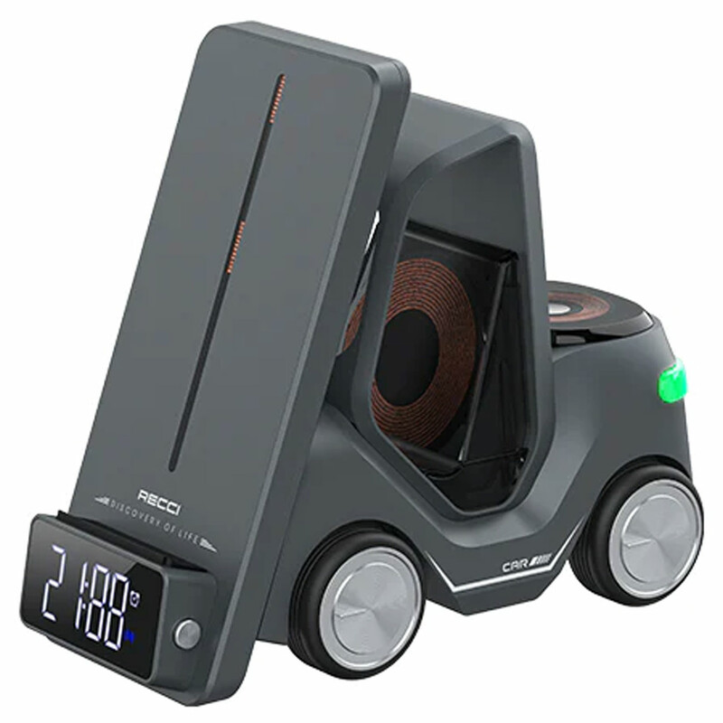 شارژر وایرلس، استند و ساعت دیجیتال زنگدار رومیزی 15 وات رسی RCW-37