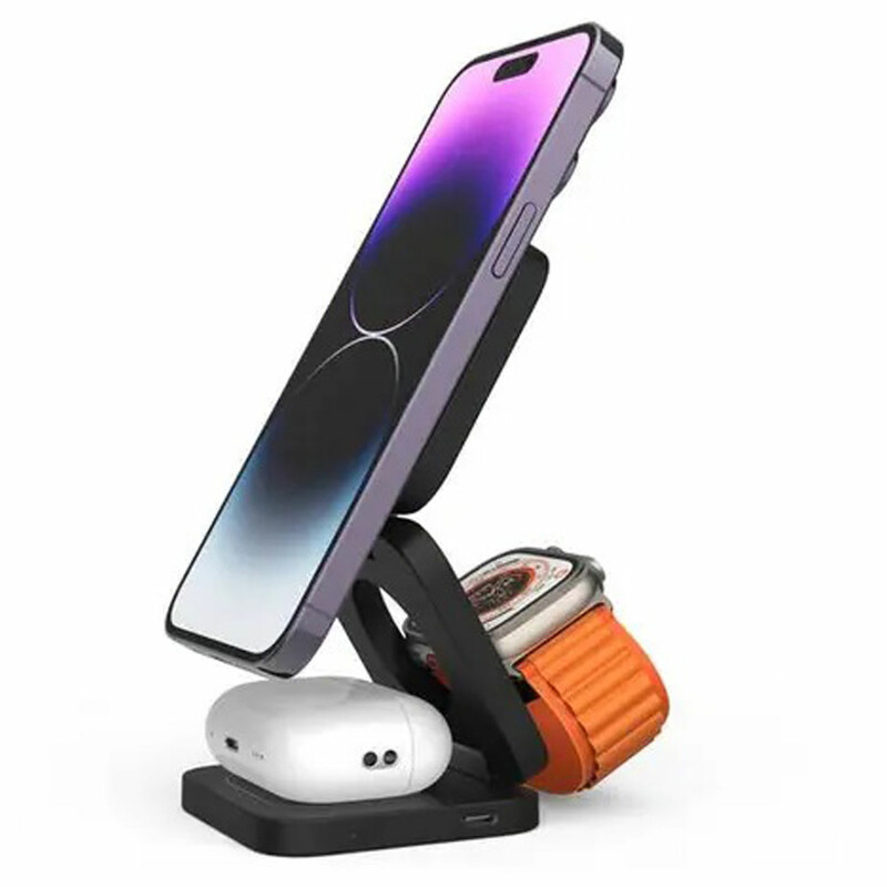 شارژر وایرلس سه کاره فست تاشو 15 وات پورودو 3N1FMC