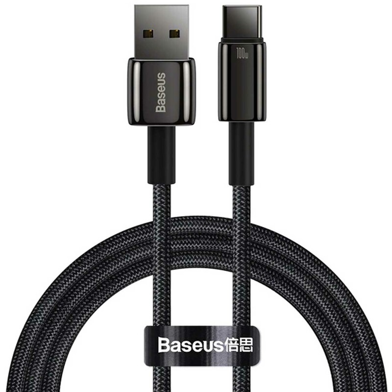 کابل سوپر فست شارژ یو اس بی به تایپ سی 100 وات یک متری بیسوس CAWJ000001 СB000026