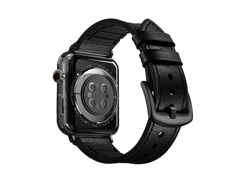 بند چرمی اپل واچ 44 و 45 میلی متر پورودو Porodo iGuard Leather + Silicone Band Apple Watch 44/45mm