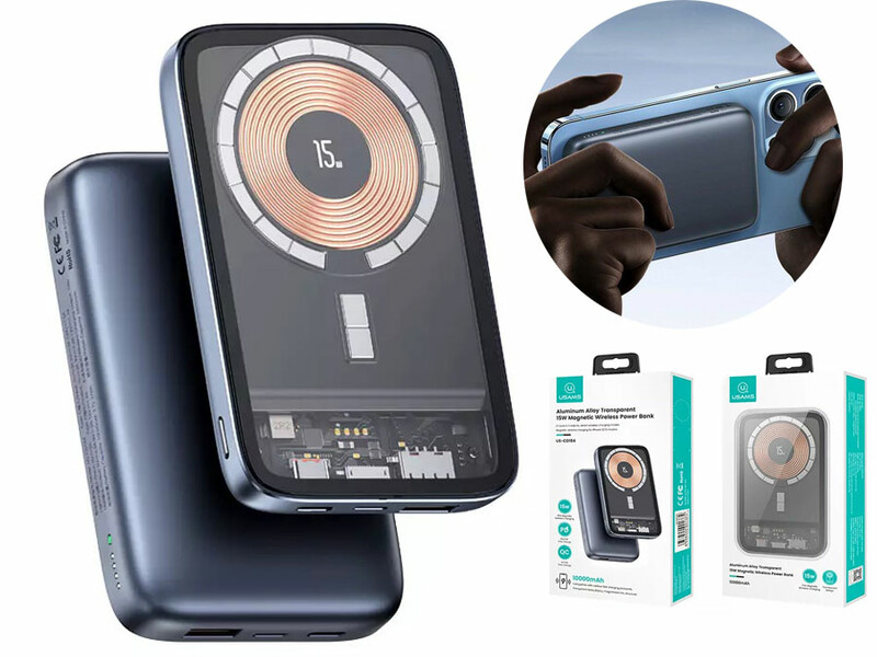 پاوربانک بی سیم 10000 میلی‌آمپرساعت 15 وات یوسامز Usams US-CD184 10000mAh 15W Wireless Power Bank