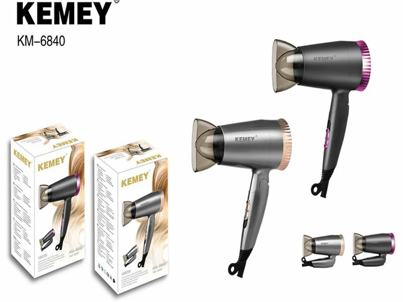 سشوار مسافرتی 1800 وات کمی Kemei Travel Hair Dryer KM-6840