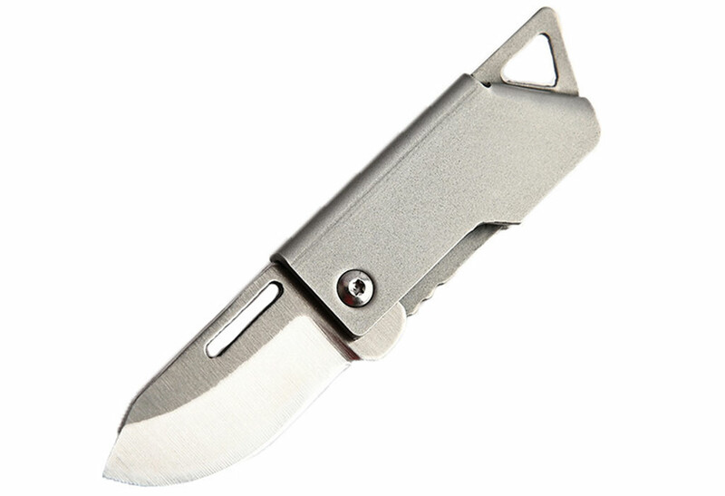 چاقو آنباکسینگ تیتانیومی تاشوی قابل آویز از دسته کلید D2 steel small steel cannon mini folding knife