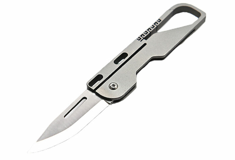 چاقو آنباکسینگ تیتانیومی تاشوی قابل آویز از دسته کلید Multifunctional titanium alloy unboxing mini knife high D2