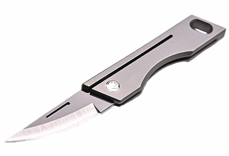 چاقو آنباکسینگ تیتانیومی تاشوی قابل آویز از دسته کلید Titanium alloy mini folding unboxing knife D2