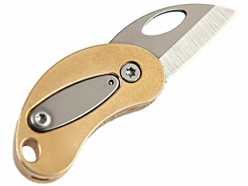 چاقو آنباکسینگ تاشو قابل آویز به دسته کلید Brass Mini Folding Knife Sharp Unpacking Express Knife Carry JY220915-4