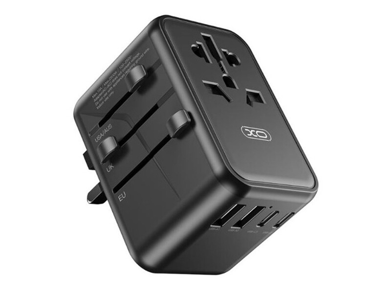 چند راهی مکعبی برق دو سوکت و دو یو اس بی و 3 تایپ سی ایکس او 65W GaN XO WL22 multi-function travel Network Extender