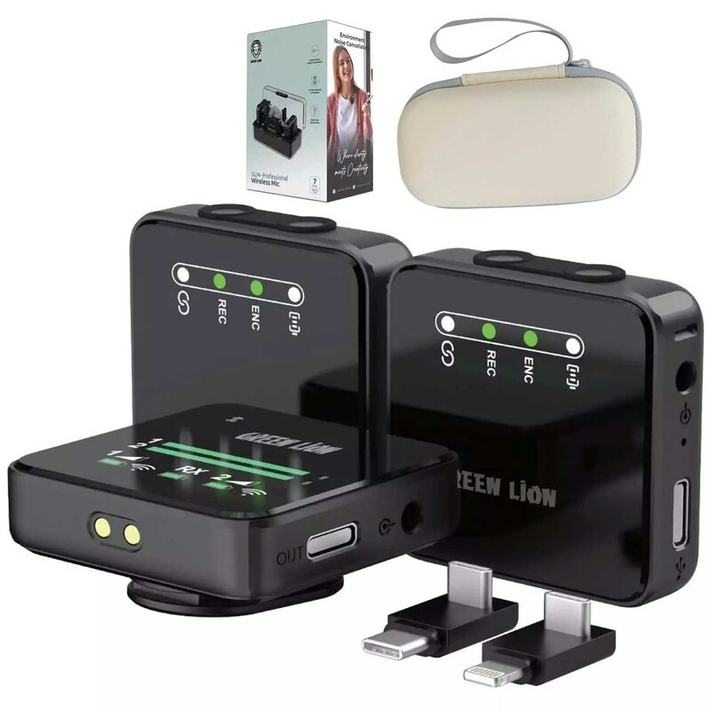 میکروفن یقه‌ای بی سیم تایپ سی و لایتنینگ گرین GLM-PROFESSIONAL