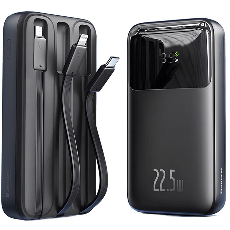 پاوربانک 22.5 وات 20000 همراه با کابل تایپ سی، لایتنینگ و میکرو یو اس بی بیسوس PPMD2-20