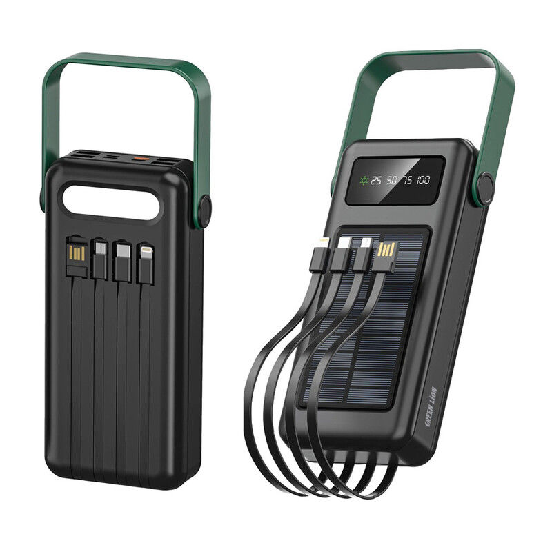 پاوربانک خورشیدی 30000 تایپ سی، لایتنینگ، یو اس بی و میکرو یو اس بی گرین لاین GNSLRPB30KBK