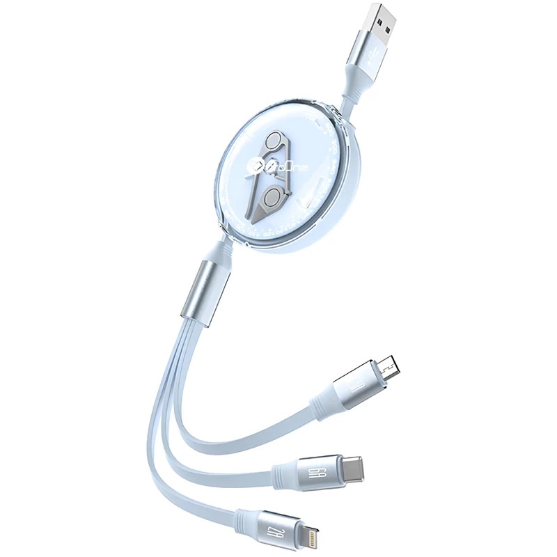 کابل شارژ چند سر جمع شونده یو اس بی به تایپ سی، لایتنینگ و میکرو 2.4 آمپر 110 سانتی‌متری پرووان PCC118R