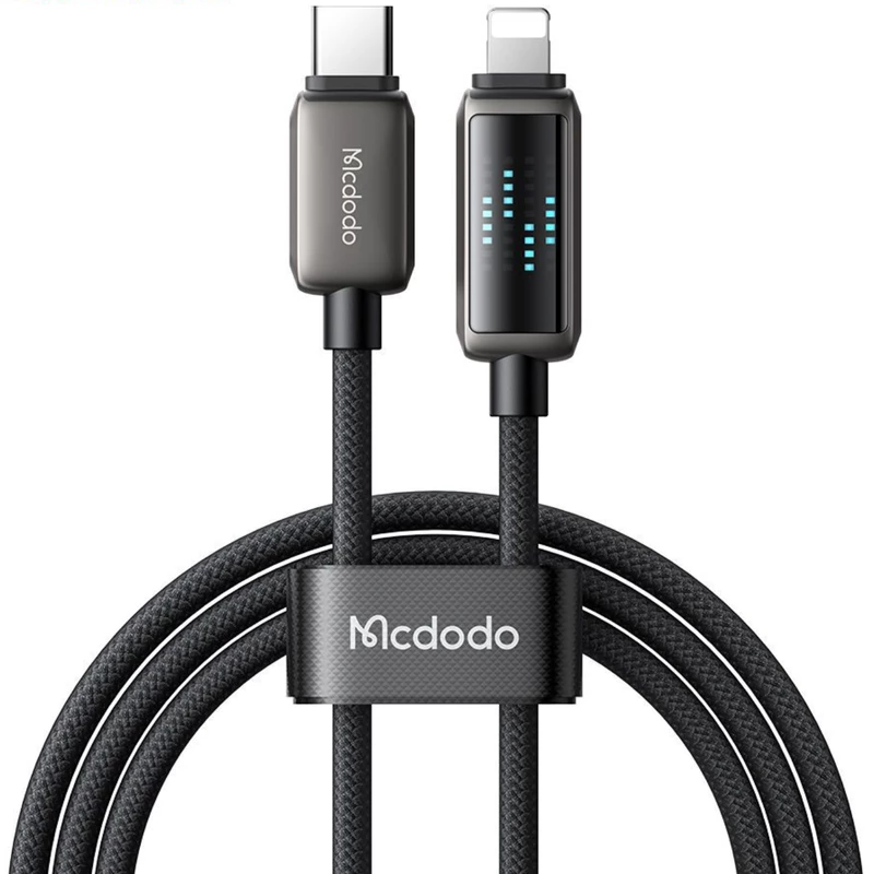 کابل شارژ سریع تایپ سی به لایتنینگ 36 وات 1.2 متری با قابلیت کارپلی و نمایشگر سرعت شارژ مک دودو CA-263