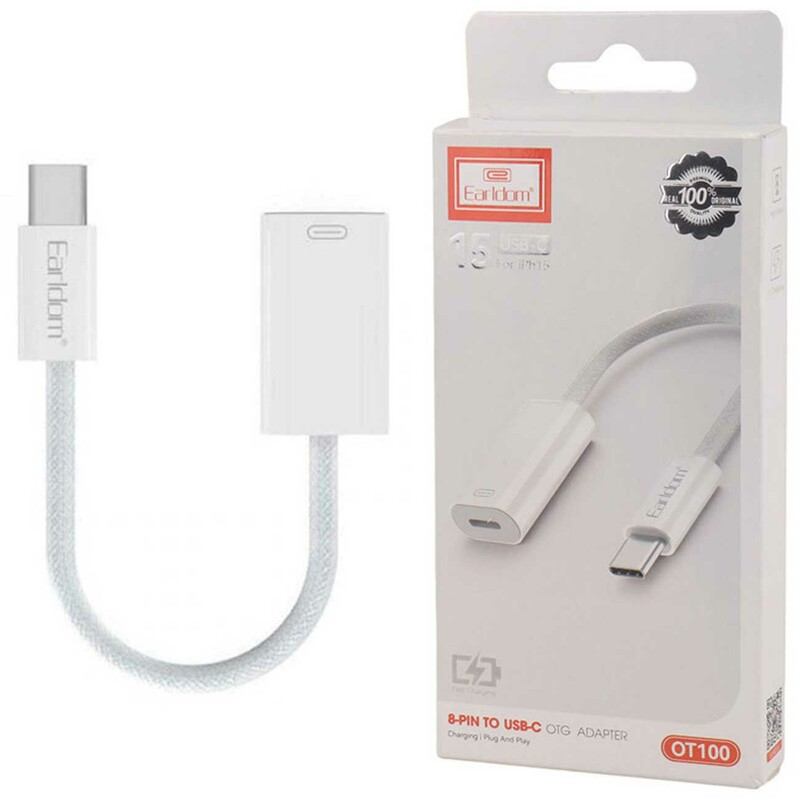 مبدل اوتی‌جی آیفون 15 تایپ‌سی به لایتنینگ ارلدام OT100
