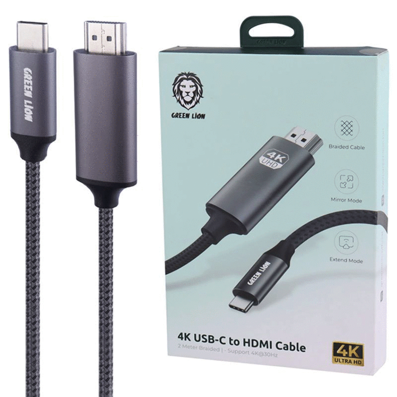 کابل تبدیل تایپ سی به اچ‌دی‌ام‌آی 2 متری گرین GN4KTCHDMIBK