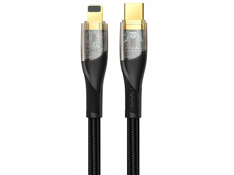 کابل شارژ سریع تایپ سی به لایتنینگ 27 وات یک متری طرح شفاف ایکس او NB-Q223A