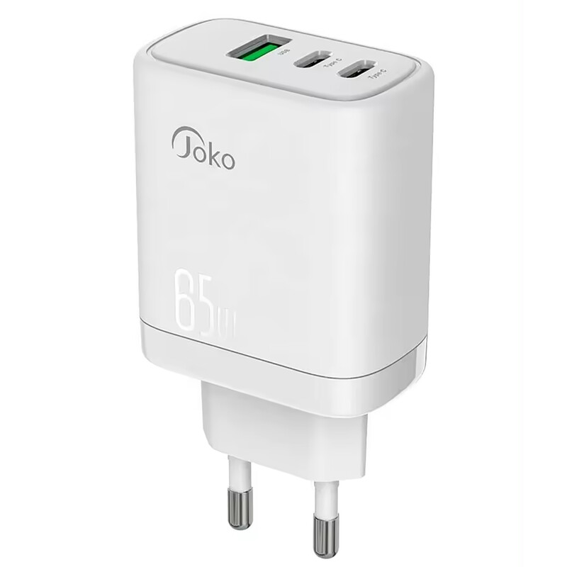 شارژر دیواری فست شارژ تایپ سی و یو اس بی 65 وات کانفلون JK76