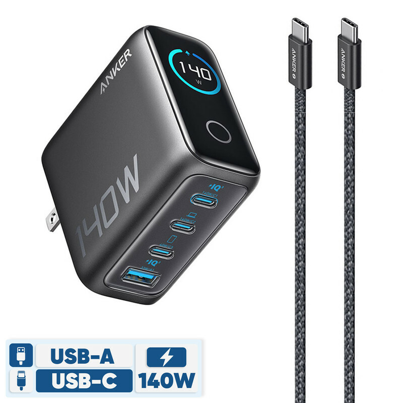 شارژر دیواری 140 وات انکر مدل A2697 به همراه کابل USB-C به طول 1.5 متر