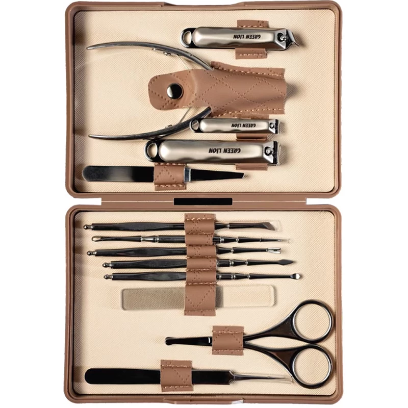 ناخن‌گیر و پک مسافرتی مانیکور و پدیکور گرین‌لاین (13 عددی) Green Lion GN13PCMNCRBR