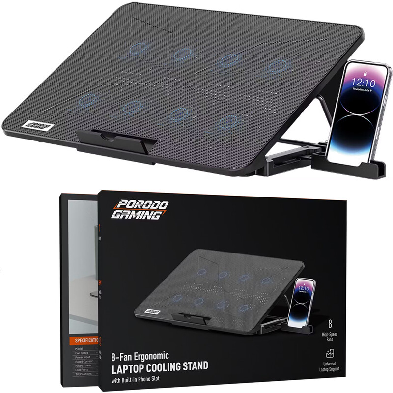 کول پد و استند لپ تاپ پورودو Porodo اصل مدل PDXF5CPBK