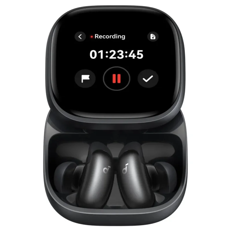 هندزفری بلوتوثی انکر Soundcore Liberty 5 Pro Max D1204 اورجینال با نویز کنسلینگ هوشمند و کیس نمایشگر دار AMOLED