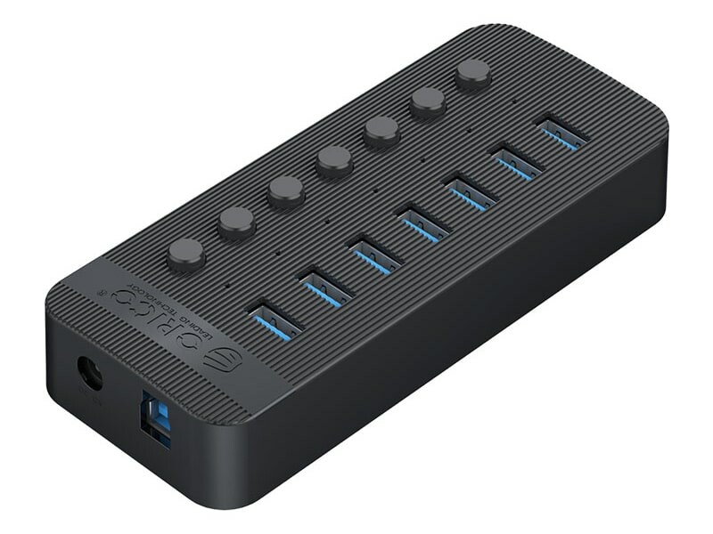 هاب یو اس بی 7 پورت همراه آداپتور اوریکو Orico CT2U3-7AB Multi-Port Hub With Individual Switches