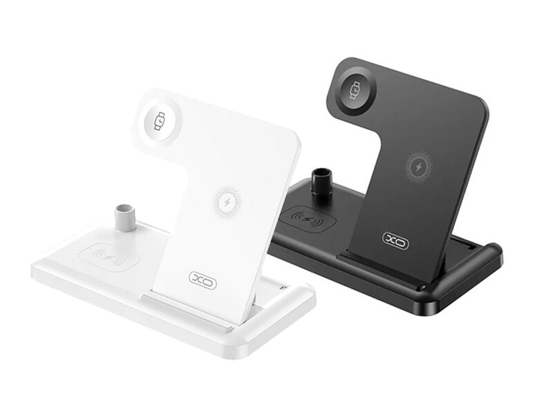 شارژر بی سیم رومیزی 4 کاره 15 وات گوشی آیفون، اپل واچ، ایرپادز و قلم لمسی ایکس او WX033