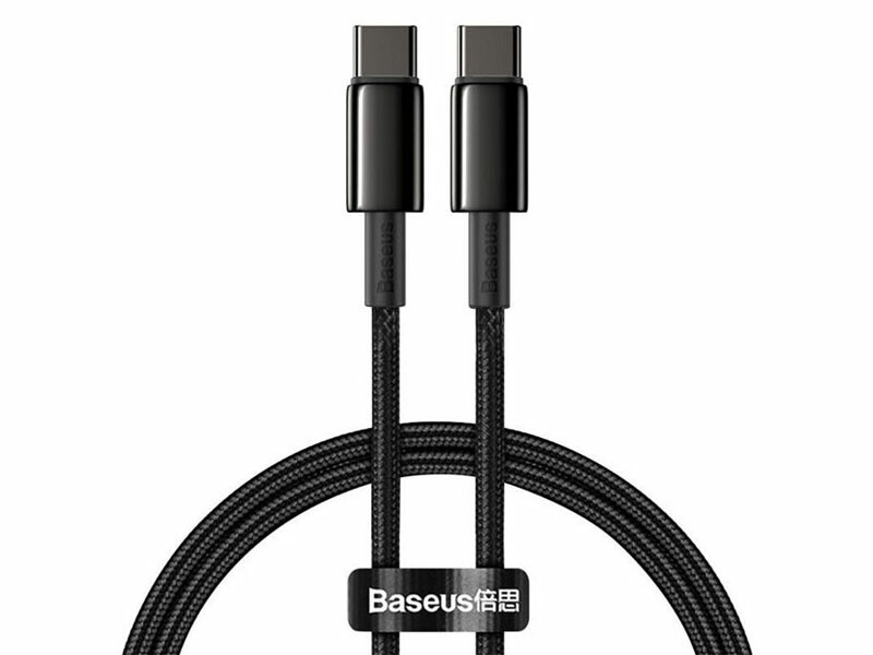 کابل دوسر تایپ سی سوپر فست شارژ 100 وات 1 متری بیسوس Baseus Tungsten Gold CATWJ-01 PD 5A Type-C To Type-C 1m