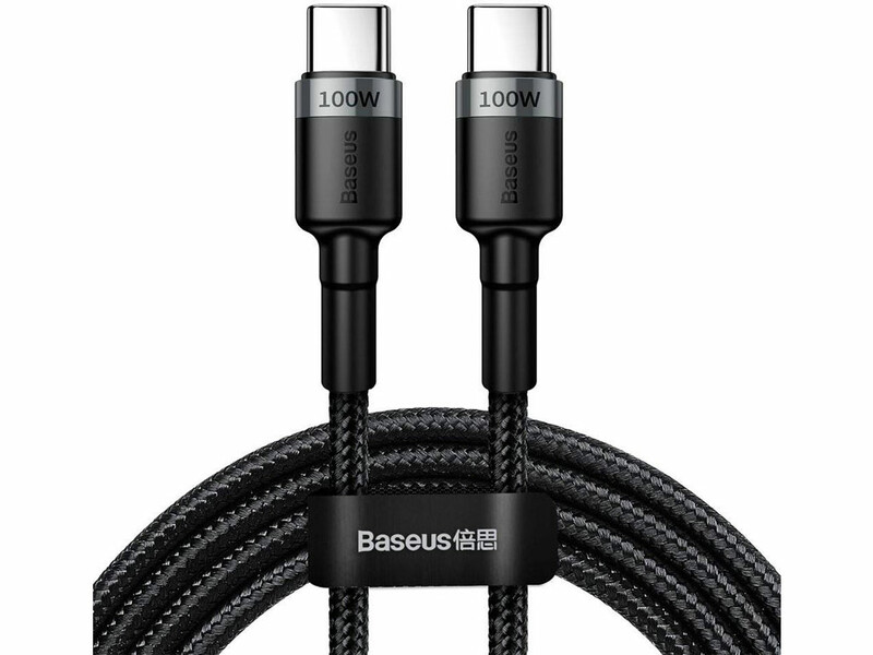 کابل سوپر فست شارژ و انتقال داده تایپ سی به تایپ سی 100 وات 2 متری بیسوس Baseus CATKLF-ALG1 Cafule PD2.0 100W Type-C to Type-C cable 2m