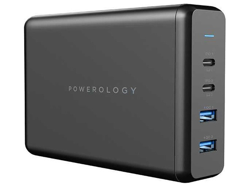 شارژر رومیزی 2 تایپ سی و 2 یو اس بی 156 وات پاورولوژی Powerology power terminal P156PDQCUKBK