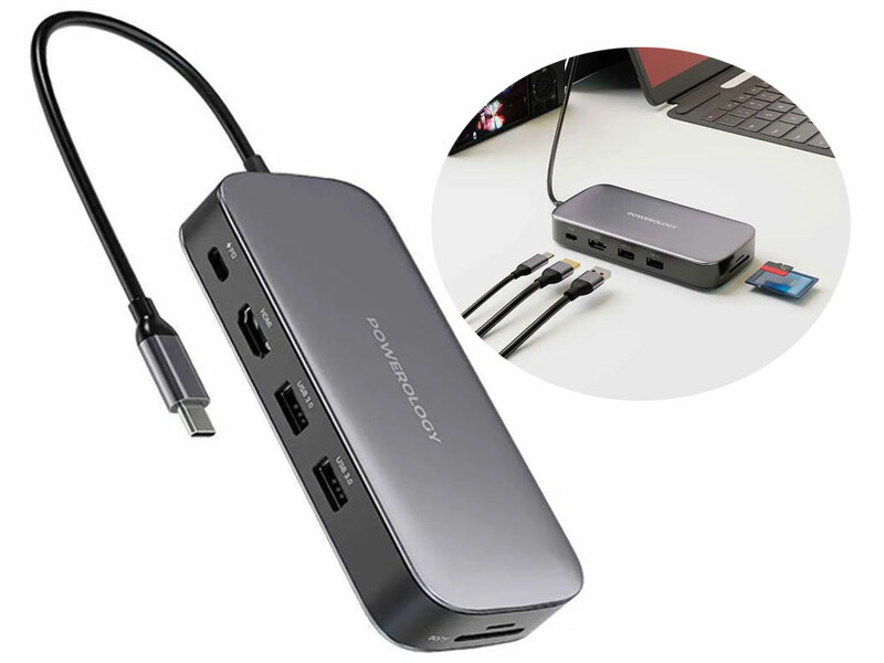 هاب تایپ سی و حاظه اس اس دی 256 گیگابایت پاورولوژی Powerology 256GB USB-C Hub &amp; SSD Drive All-in-one PWSDHB
