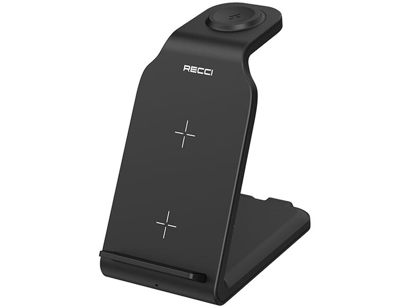 شارژر بی سیم رومیزی مغناطیسی چهارکاره 15 وات گوشی، اپل واچ و ایرپاد رسی RCW-16
