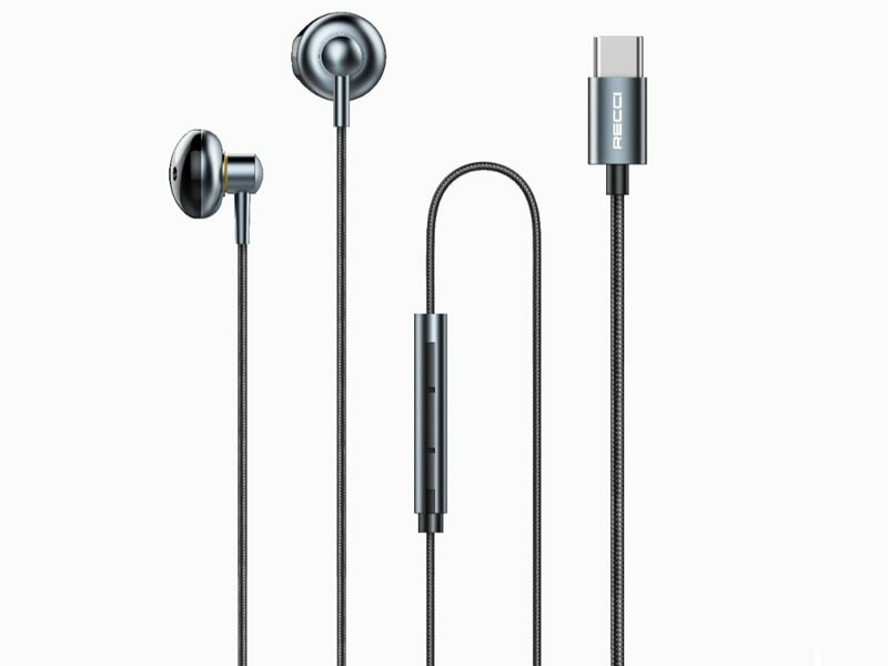 هندزفری سیمی تایپ‌ سی رسی Recci REP-L26 Type-C Stereo Sound Wired Earphone