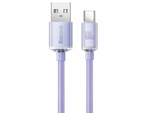 کابل سوپر فست شارژ یو اس بی به تایپ سی 100 وات 1.2 متری بیسوس Baseus Crystal Shine USB to USB-C Cable CAJY000401