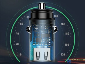 شارژر فندکی فست شارژ ماشین دو پورت بیسوس
