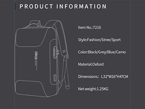 قیمت کوله پشتی مسافرتی ضد آب دارای پورت USB3.0 بانگه BANGE BG-7216 Backpack 15.6 inch Laptop Backpack Backpack Waterproof