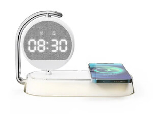 ساعت دیحیتالی زنگ‌دار K01T Clock Wireless Charging Night Light 15W Fast Charging Station Dock