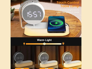 ساعت آلارم K01T Clock Wireless Charging Night Light 15W Fast Charging Station Dock
