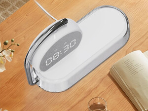شارژر بی سیم، چراغ خواب و ساعت زنگ‌دار K01T Clock Wireless Charging Night Light 15W Fast Charging Station Dock