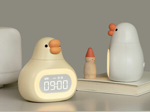 خرید چراغ خواب فانتزی سیلیکونی و ساعت زنگ‌دار دیجیتالی رومیزی شارژی Bedside Clock Night Light Ornament Alarm Multifunctional C18
