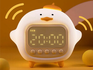 خرید چراغ خواب سیلیکونی و ساعت زنگ‌دار دیجیتالی فانتزی رومیزی C15 Cartoon Duck Alarm Clock Silicone Night Light
