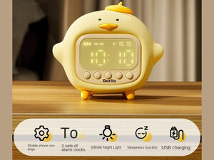 فروش چراغ خواب سیلیکونی و ساعت زنگ‌دار دیجیتالی فانتزی رومیزی C15 Cartoon Duck Alarm Clock Silicone Night Light
