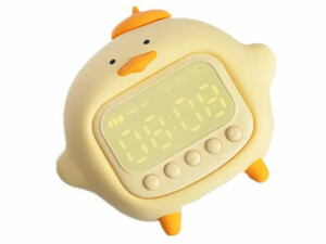 فروش چراغ خواب سیلیکونی و ساعت زنگ‌دار دیجیتالی فانتزی رومیزی C15 Cartoon Duck Alarm Clock Silicone Night Light